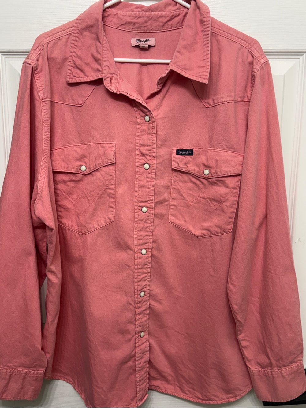 Wrangler Retro Women’s XXL Coral Pearl Snap Western Shirt Cowgirl 100% Cotton